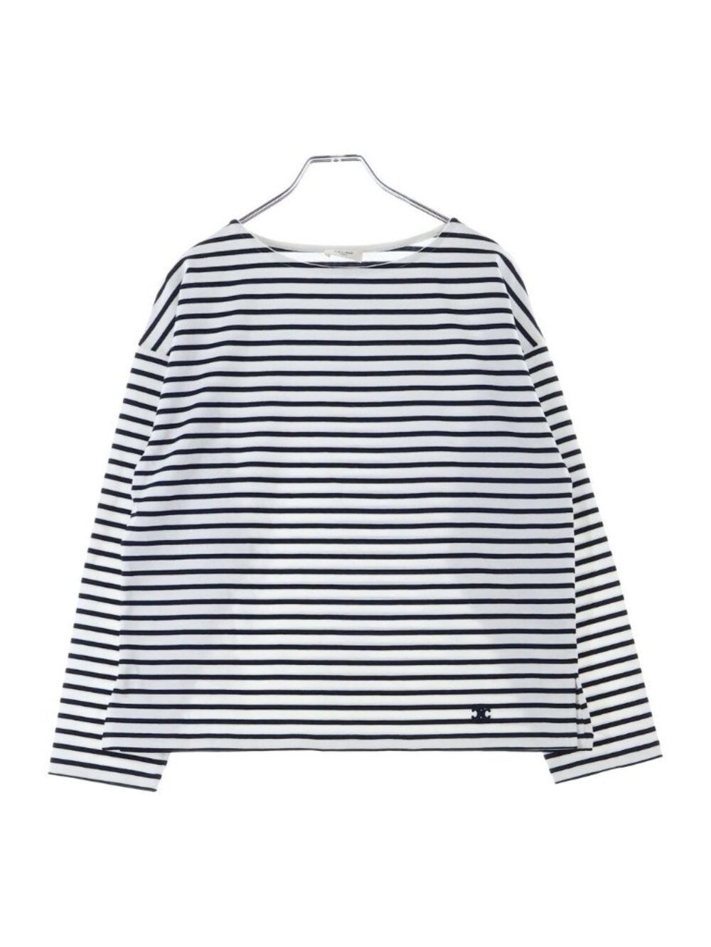 Celine Triomphe Border Slit Long Sleeve T-Shirt White